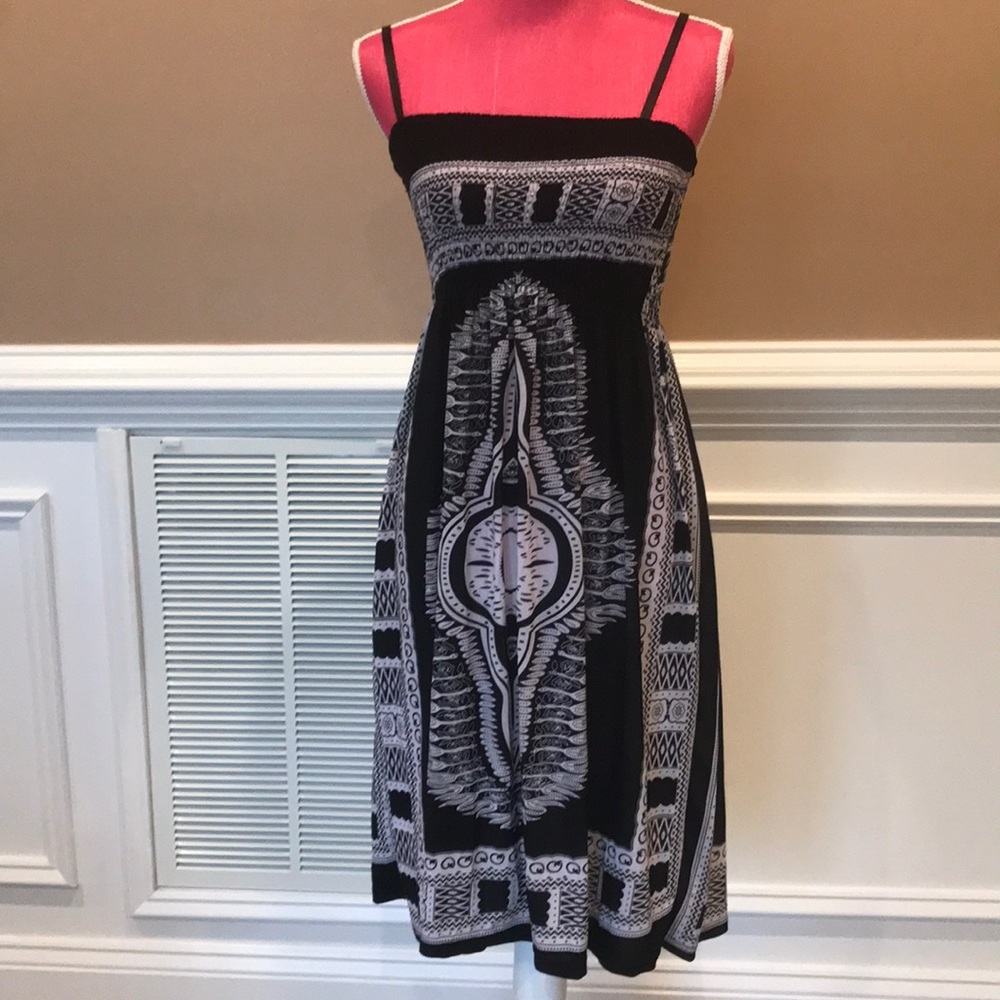 Black dress with white patterns